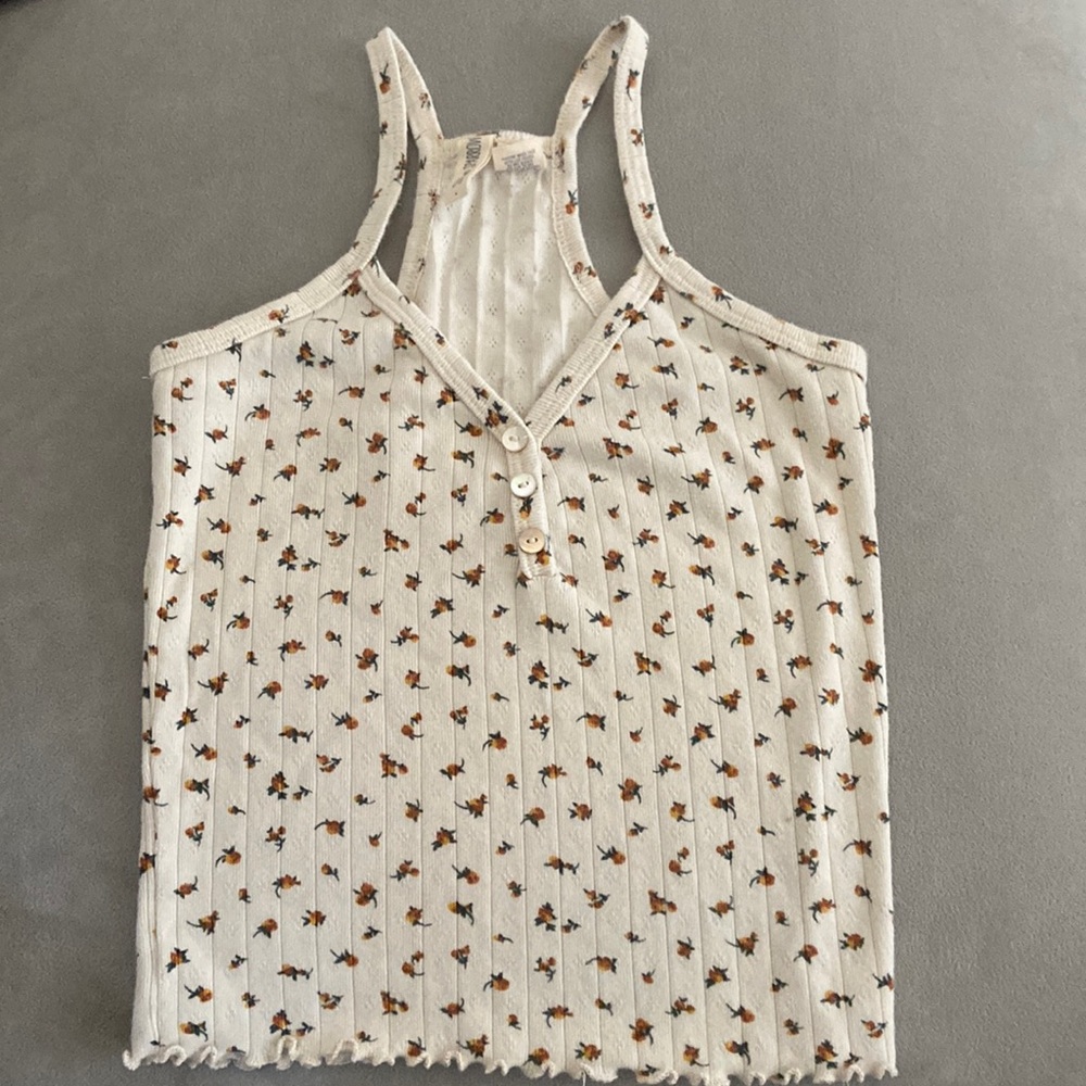 Sky and sparrow cropped floral tank top